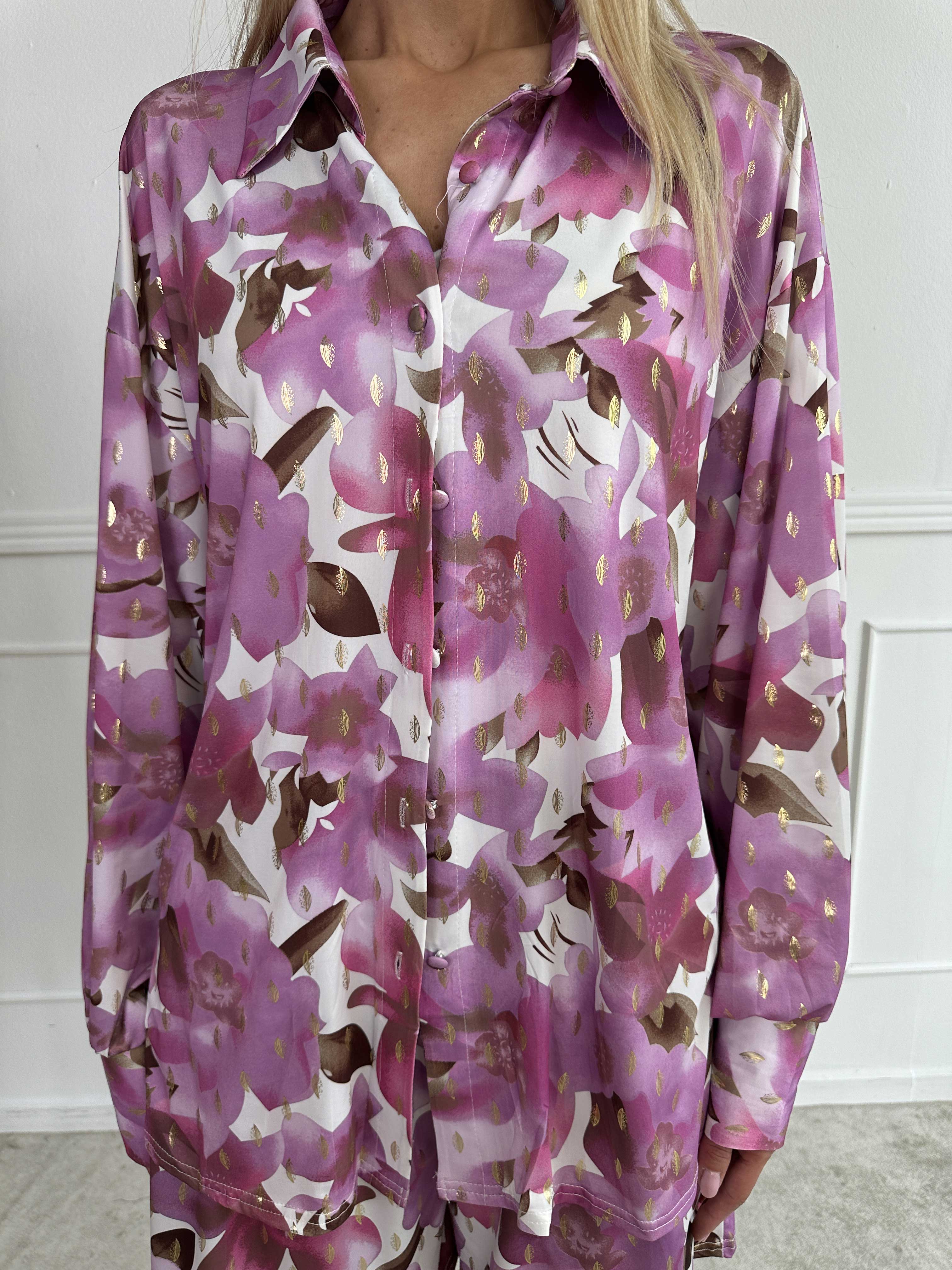 Pamy Sweet Flower - Skjorte i elastisk blomstret stof